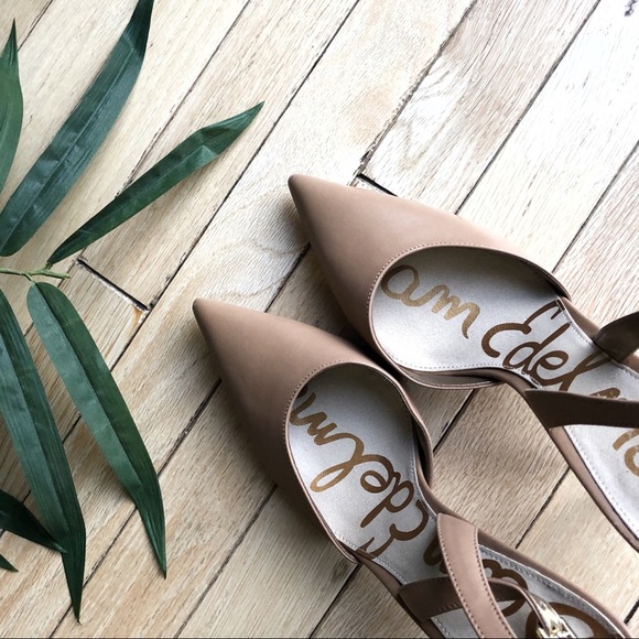 Sam Edelman Shoes - SAM EDELMAN Leather Nude Slingback Heels